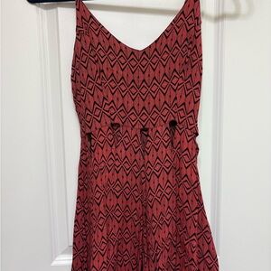Geometric Patterned Flowy Red Romper